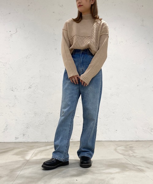 apres jour mignon(アプレジュールミニョン)の「パッチワークニット【ZOZOTOWN限定アイテム】(ニット/セーター・レディース・カーキ/アイボリー/ライトベージュ・X-LARGE/フリー)」の15枚目の写真