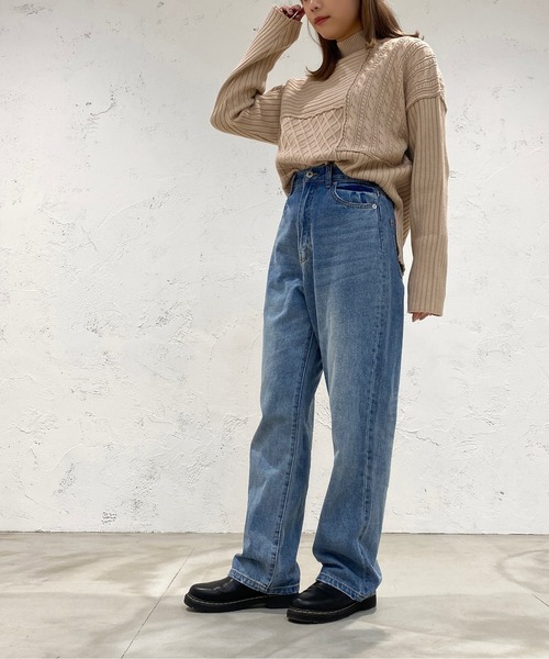 apres jour mignon(アプレジュールミニョン)の「パッチワークニット【ZOZOTOWN限定アイテム】(ニット/セーター・レディース・カーキ/アイボリー/ライトベージュ・X-LARGE/フリー)」の16枚目の写真