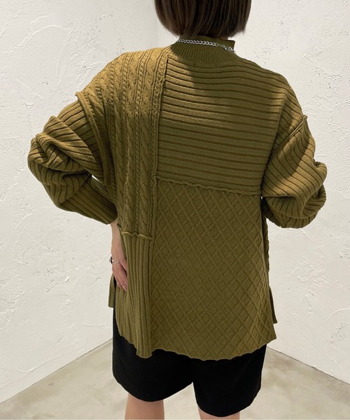 apres jour mignon(アプレジュールミニョン)の「パッチワークニット【ZOZOTOWN限定アイテム】(ニット/セーター・レディース・カーキ/アイボリー/ライトベージュ・X-LARGE/フリー)」の20枚目の写真
