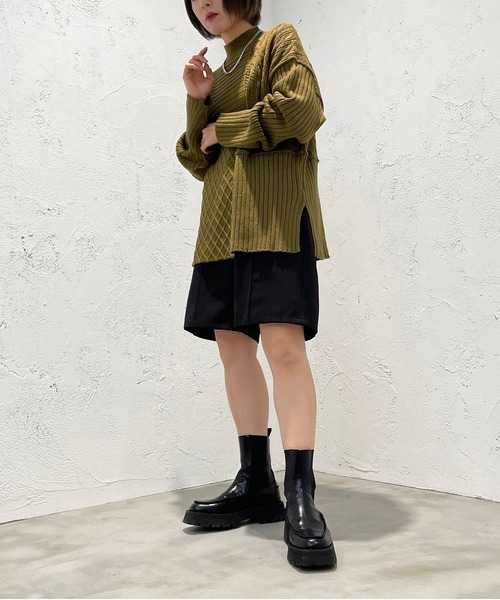 apres jour mignon(アプレジュールミニョン)の「パッチワークニット【ZOZOTOWN限定アイテム】(ニット/セーター・レディース・カーキ/アイボリー/ライトベージュ・X-LARGE/フリー)」の21枚目の写真