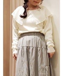 透かし編み衿ニット