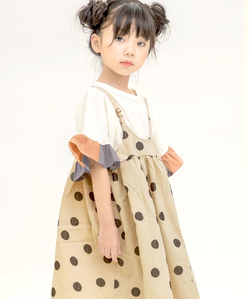 DILASH(ディラッシュ)の「ドット総柄プリントジャンパースカート(ジャンパースカート・キッズ・ブラック/ブルー・90/100/110/120/80/130/140)」の3枚目の写真