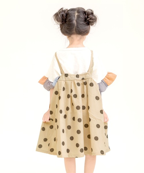 DILASH(ディラッシュ)の「ドット総柄プリントジャンパースカート(ジャンパースカート・キッズ・ブラック/ブルー・90/100/110/120/80/130/140)」の6枚目の写真