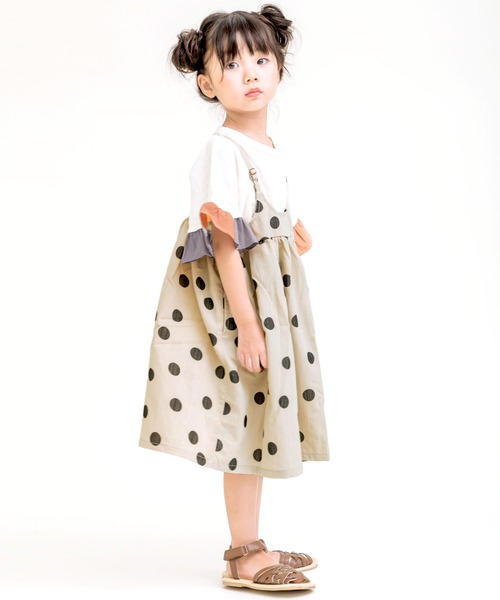 DILASH(ディラッシュ)の「ドット総柄プリントジャンパースカート(ジャンパースカート・キッズ・ブラック/ブルー・90/100/110/120/80/130/140)」の14枚目の写真