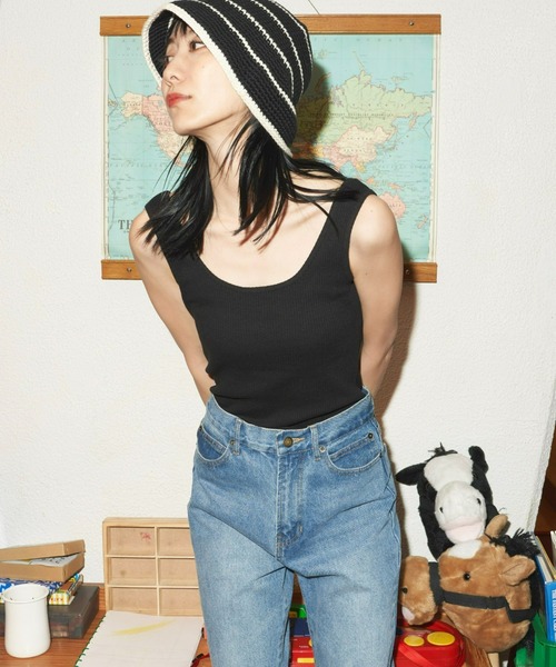 Auntie Rosa Holiday（アンティローザホリデー）の「バインダーリブタンクトップ（タンクトップ・レディース・ブラック/オフホワイト/オレンジ/ブルー/その他・FREE）」の3枚目の写真