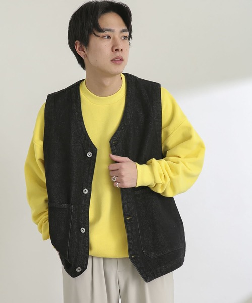 SENSE OF PLACE by URBAN RESEARCH(センスオブプレイスバイアーバンリサーチ)の「『ユニセックス』 Vネックデニムベスト(ベスト・メンズ・インディゴブルー/ブラック/ライトインディゴブルー/アイボリー・LARGE/MEDIUM)」の17枚目の写真