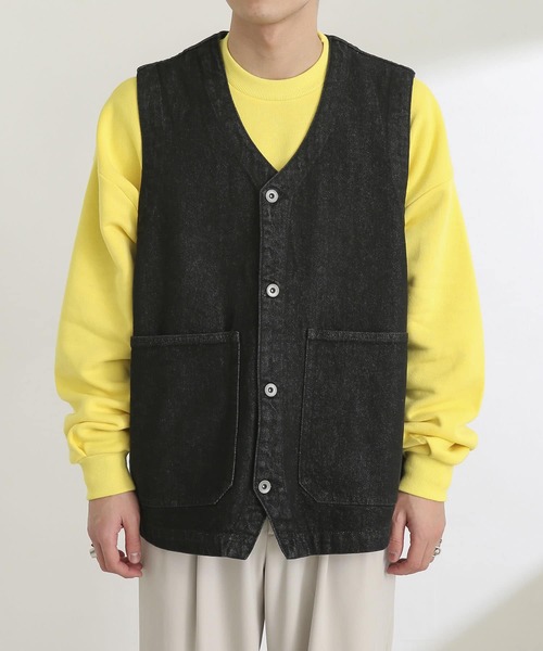 SENSE OF PLACE by URBAN RESEARCH(センスオブプレイスバイアーバンリサーチ)の「『ユニセックス』 Vネックデニムベスト(ベスト・メンズ・インディゴブルー/ブラック/ライトインディゴブルー/アイボリー・LARGE/MEDIUM)」の7枚目の写真