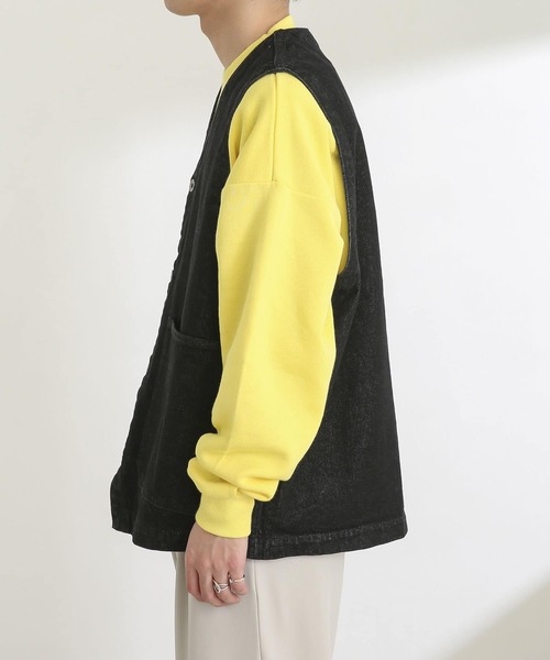 SENSE OF PLACE by URBAN RESEARCH(センスオブプレイスバイアーバンリサーチ)の「『ユニセックス』 Vネックデニムベスト(ベスト・メンズ・インディゴブルー/ブラック/ライトインディゴブルー/アイボリー・LARGE/MEDIUM)」の6枚目の写真