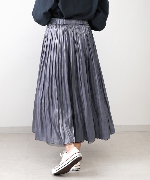 Bou Jeloud（ブージュルード）の「リバーシブル配色チュールシャイニースカート（スカート・レディース・ベージュ/カーキ/ブルー/ミント/ラベンダー/キャメル・FREE）」の17枚目の写真