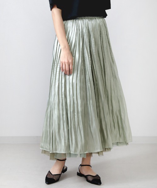 Bou Jeloud（ブージュルード）の「リバーシブル配色チュールシャイニースカート（スカート・レディース・ベージュ/カーキ/ブルー/ミント/ラベンダー/キャメル・FREE）」の18枚目の写真