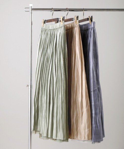 Bou Jeloud（ブージュルード）の「リバーシブル配色チュールシャイニースカート（スカート・レディース・ベージュ/カーキ/ブルー/ミント/ラベンダー/キャメル・FREE）」の13枚目の写真