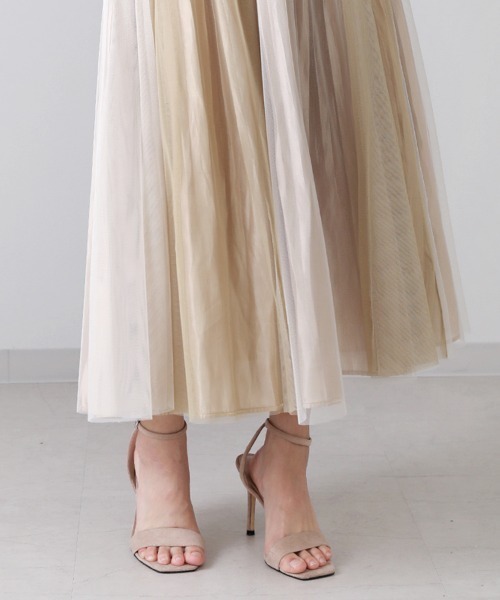 Bou Jeloud（ブージュルード）の「リバーシブル配色チュールシャイニースカート（スカート・レディース・ベージュ/カーキ/ブルー/ミント/ラベンダー/キャメル・FREE）」の11枚目の写真