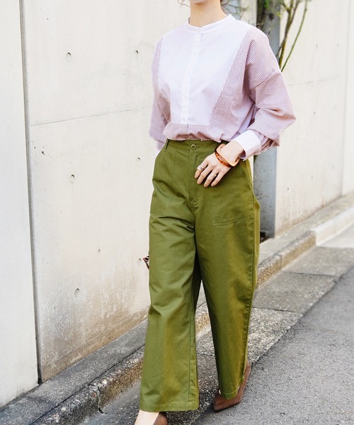 Fizz(フィズ)の「【Fizz/フィズ】 ストライプ配色バンドカラーシャツ(シャツ/ブラウス・レディース・ブルー/ベージュ/ネイビー・M)」の8枚目の写真