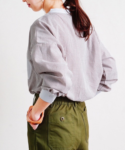 Fizz(フィズ)の「【Fizz/フィズ】 ストライプ配色バンドカラーシャツ(シャツ/ブラウス・レディース・ブルー/ベージュ/ネイビー・M)」の11枚目の写真