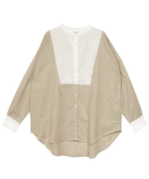 Fizz(フィズ)の「【Fizz/フィズ】 ストライプ配色バンドカラーシャツ(シャツ/ブラウス・レディース・ブルー/ベージュ/ネイビー・M)」の19枚目の写真