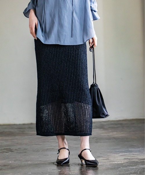 ノ*ル様 新品同様ペーパーヤーンメッシュニット セール】ペーパーヤーンメッシュニットスカート◇（スカート