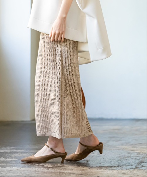 セール】ペーパーヤーンメッシュニットスカート◇（スカート