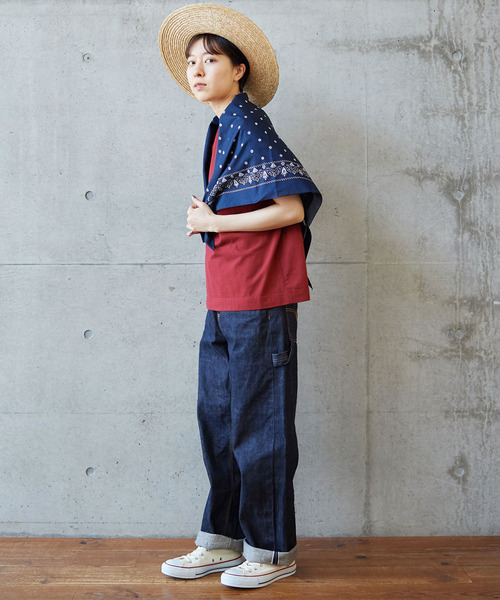 PAR ICI(パーリッシィ)の「高密度ローン 大柄バンダナ(バンダナ/スカーフ・レディース・レッド/ネイビー・FREE)」の8枚目の写真