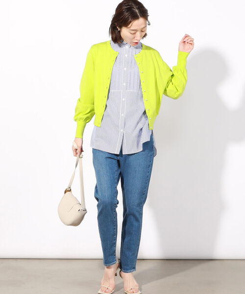 NOLLEY’S（ノーリーズ）の「パール釦クルーネックカーディガン（カーディガン/ボレロ・レディース・ベージュ/ネイビー/サックスブルー/ピンク/ライトグリーン/ホワイト系その他4・38/36）」の21枚目の写真