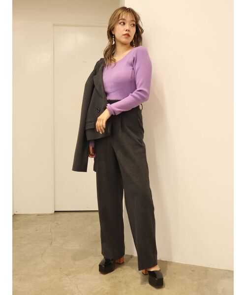 EVRIS（エヴリス）の「バックオープンタイトニットトップス（ニット/セーター・レディース・ブラック/パープル/アイボリー・FREE）」の20枚目の写真