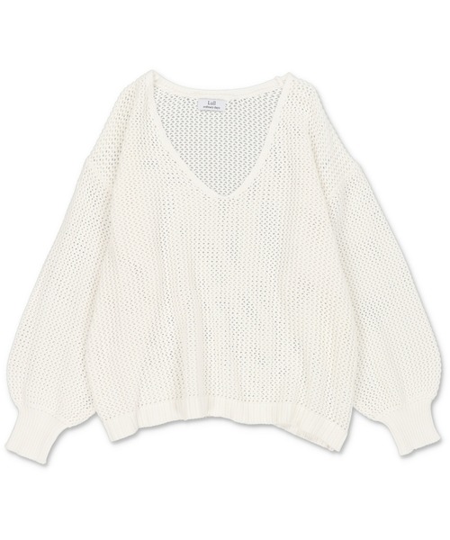 Lull（ルル）の「【Lull / ルル】Vネック透かし編みメッシュニット（ニット/セーター・レディース・ホワイト/グリーン/オレンジ/ブラック・ONESIZE）」の20枚目の写真