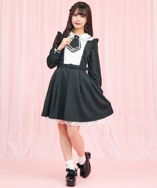 Secret Honey（シークレットハニー）の「レイヤード風バイカラーワンピース（ワンピース・レディース・グレー/ブラック/ピンク・MEDIUM）」の8枚目の写真