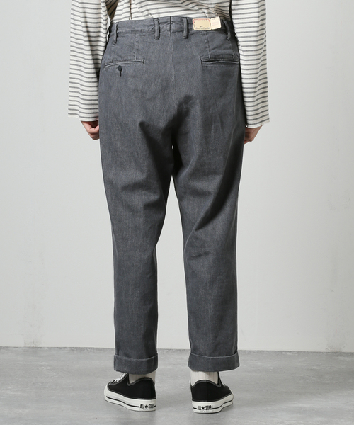 JOURNAL STANDARD J.S HOMESTEAD(ジャーナルスタンダードホームステッド)の「【j.s.homestead】ブロークンデニム 2タック オフィサークロップドパンツ(デニムパンツ・メンズ・チャコールグレー/ベージュ・SMALL/LARGE/MEDIUM)」の6枚目の写真