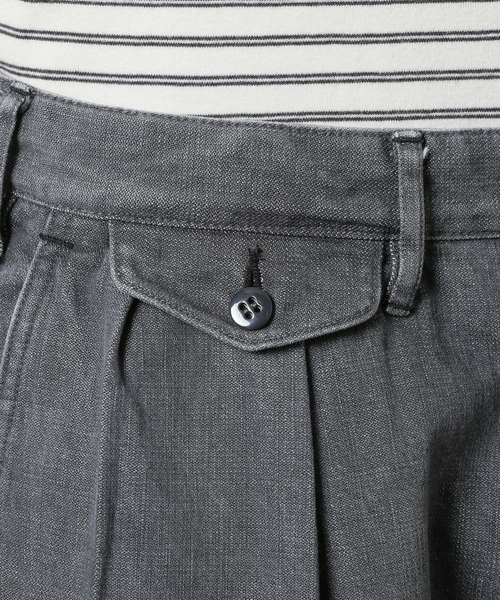 JOURNAL STANDARD J.S HOMESTEAD(ジャーナルスタンダードホームステッド)の「【j.s.homestead】ブロークンデニム 2タック オフィサークロップドパンツ(デニムパンツ・メンズ・チャコールグレー/ベージュ・SMALL/LARGE/MEDIUM)」の12枚目の写真