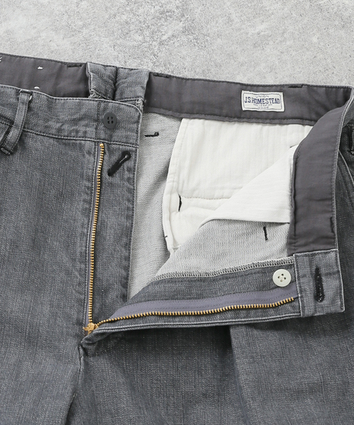 JOURNAL STANDARD J.S HOMESTEAD(ジャーナルスタンダードホームステッド)の「【j.s.homestead】ブロークンデニム 2タック オフィサークロップドパンツ(デニムパンツ・メンズ・チャコールグレー/ベージュ・SMALL/LARGE/MEDIUM)」の16枚目の写真