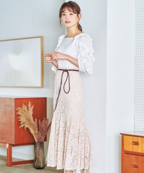 WILLSELECTION（ウィルセレクション）の「ランダムラッフルスリーブブラウス（シャツ/ブラウス・レディース・ベージュ/ネイビー/オフホワイト・MEDIUM）」の9枚目の写真