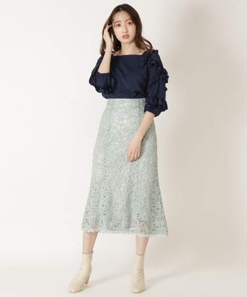 WILLSELECTION（ウィルセレクション）の「ランダムラッフルスリーブブラウス（シャツ/ブラウス・レディース・ベージュ/ネイビー/オフホワイト・MEDIUM）」の5枚目の写真