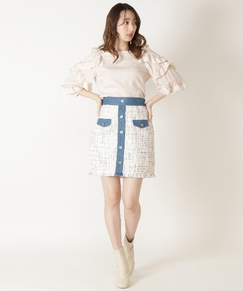 WILLSELECTION（ウィルセレクション）の「ランダムラッフルスリーブブラウス（シャツ/ブラウス・レディース・ベージュ/ネイビー/オフホワイト・MEDIUM）」の13枚目の写真