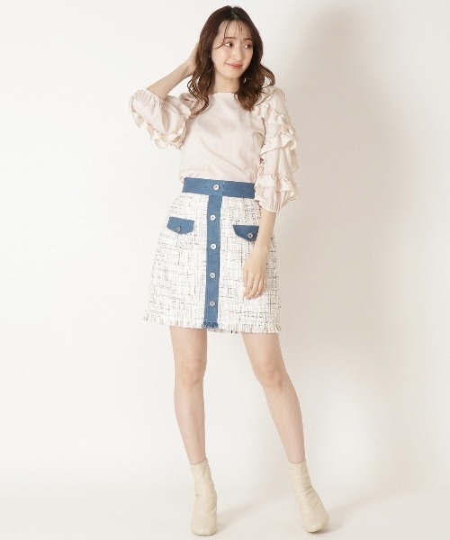 WILLSELECTION（ウィルセレクション）の「ランダムラッフルスリーブブラウス（シャツ/ブラウス・レディース・ベージュ/ネイビー/オフホワイト・MEDIUM）」の12枚目の写真