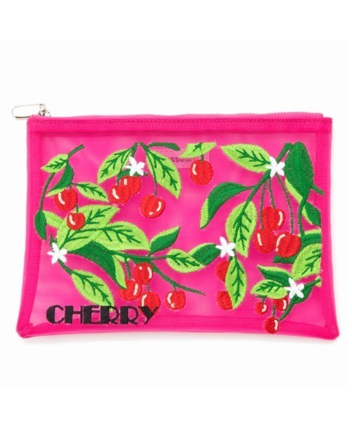 Casselini（キャセリーニ）の「Casselini(キャセリーニ)チュール刺繍ポーチ（ポーチ・レディース・ブラウン/シルバー/ピンク・FREE）」の3枚目の写真