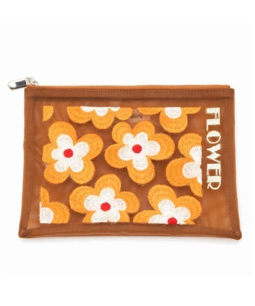 Casselini（キャセリーニ）の「Casselini(キャセリーニ)チュール刺繍ポーチ（ポーチ・レディース・ブラウン/シルバー/ピンク・FREE）」の4枚目の写真