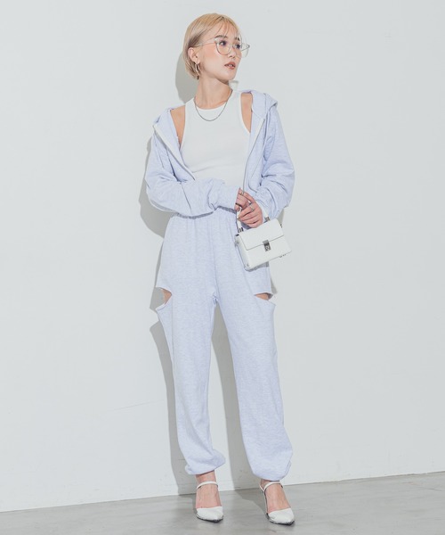 BLONDEY（ブロンディ）の「サイドスリットジョガースウェットパンツ（スウェットパンツ・レディース・ブラック/ホワイト/チャコールグレー・FREE）」の15枚目の写真