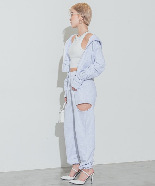 BLONDEY（ブロンディ）の「サイドスリットジョガースウェットパンツ（スウェットパンツ・レディース・ブラック/ホワイト/チャコールグレー・FREE）」の16枚目の写真