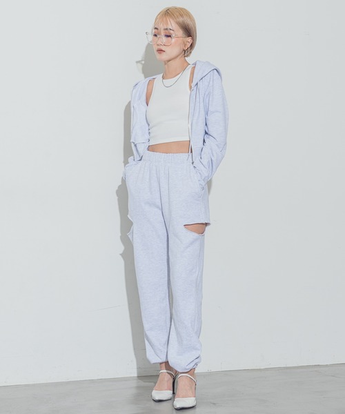 BLONDEY（ブロンディ）の「サイドスリットジョガースウェットパンツ（スウェットパンツ・レディース・ブラック/ホワイト/チャコールグレー・FREE）」の19枚目の写真