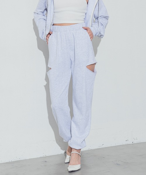 BLONDEY（ブロンディ）の「サイドスリットジョガースウェットパンツ（スウェットパンツ・レディース・ブラック/ホワイト/チャコールグレー・FREE）」の6枚目の写真