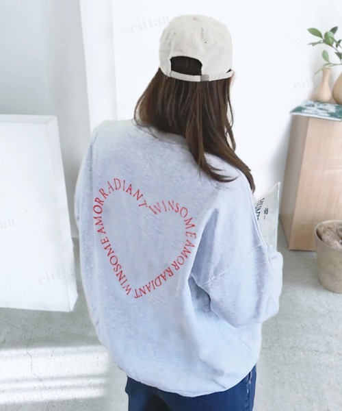 Dalfwin(ダールフィン)の「2022AW スウェット 韓国スウェット WINSOMEハートロゴスウェット(スウェット・レディース・ネイビー/オートミール/ホワイト系その他・FREE)」の1枚目の写真