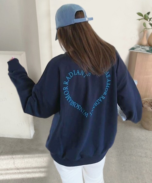 Dalfwin(ダールフィン)の「2022AW スウェット 韓国スウェット WINSOMEハートロゴスウェット(スウェット・レディース・ネイビー/オートミール/ホワイト系その他・FREE)」の4枚目の写真