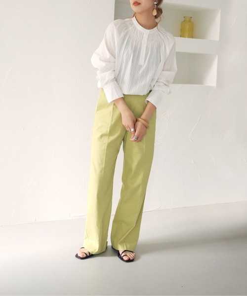 HER CLOSET（ハークローゼット）の「【shemoshelly】WEB限定 コットン100%ストライプシースルー刺繍シャーリングギャザーボリュームブラウス（シャツ/ブラウス・レディース・ブラック/オフホワイト・M）」の9枚目の写真