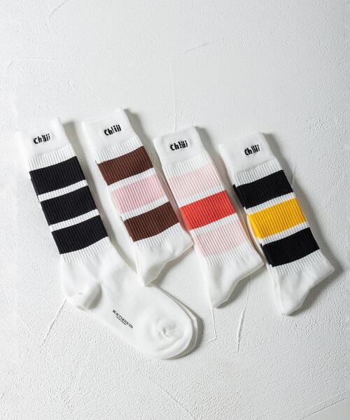 Ch!iii BAG（チーバック）の「【別注】＜ch!iii＞ライン ソックス（ソックス/靴下・レディース・ブラック/ブラウン/ピンク/イエロー・FREE）」の5枚目の写真