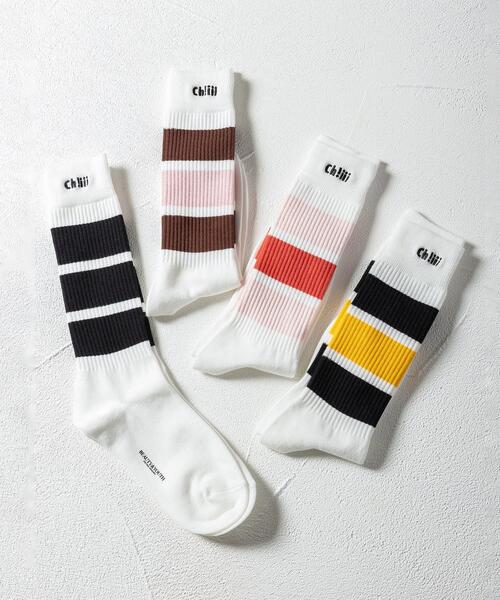 Ch!iii BAG（チーバック）の「【別注】＜ch!iii＞ライン ソックス（ソックス/靴下・レディース・ブラック/ブラウン/ピンク/イエロー・FREE）」の7枚目の写真