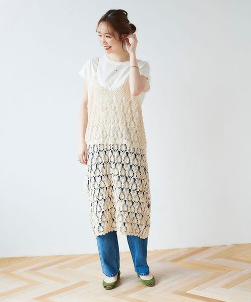 le.coeur blanc(ルクールブラン)の「ハンドクロシェキャミワンピース(ワンピース・レディース・アイボリー/カーキオリーブ・38)」の19枚目の写真