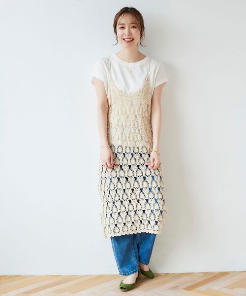 le.coeur blanc(ルクールブラン)の「ハンドクロシェキャミワンピース(ワンピース・レディース・アイボリー/カーキオリーブ・38)」の21枚目の写真