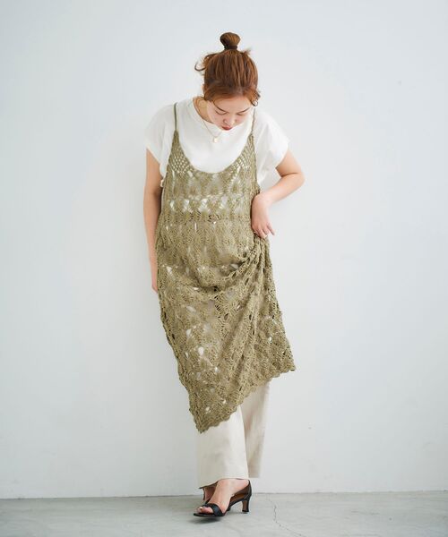 le.coeur blanc(ルクールブラン)の「ハンドクロシェキャミワンピース(ワンピース・レディース・アイボリー/カーキオリーブ・38)」の7枚目の写真