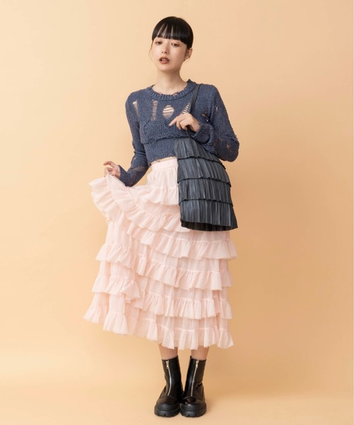 Casselini（キャセリーニ）の「Casselini(キャセリーニ)プリーツフリルトート（トートバッグ・レディース・ブラック/シルバー/ゴールド/ブロンズ/グレー/ベージュ/ピンク・FREE）」の17枚目の写真