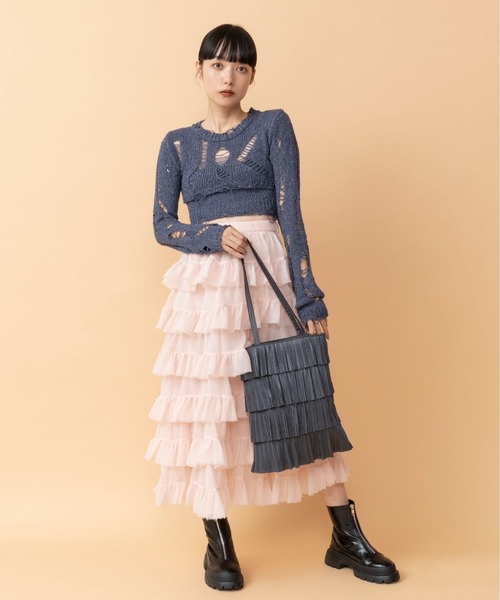 Casselini（キャセリーニ）の「Casselini(キャセリーニ)プリーツフリルトート（トートバッグ・レディース・ブラック/シルバー/ゴールド/ブロンズ/グレー/ベージュ/ピンク・FREE）」の18枚目の写真