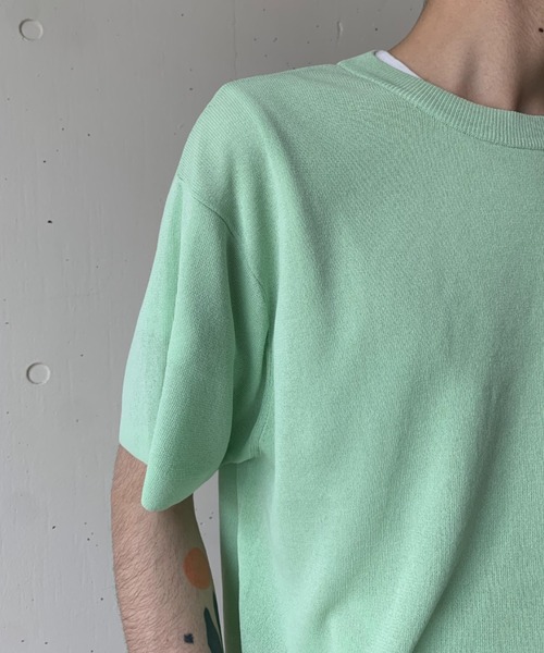 crepuscule（クレプスキュール）の「crepuscule/クレプスキュール/Exclusive Knit Tee/別注ニットティー（Tシャツ/カットソー・メンズ・ホワイト/オレンジ/グリーン/ワインレッド/ラベンダー・FREE）」の6枚目の写真